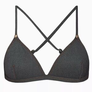 TOPICAL OF C • Black Denim Strappy Bikini Top Summer Beach
